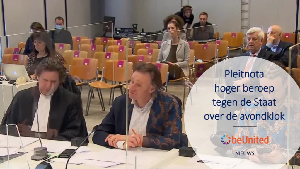 beUnited Pleitnota hoger beroep tegen de Staat over de avondklok