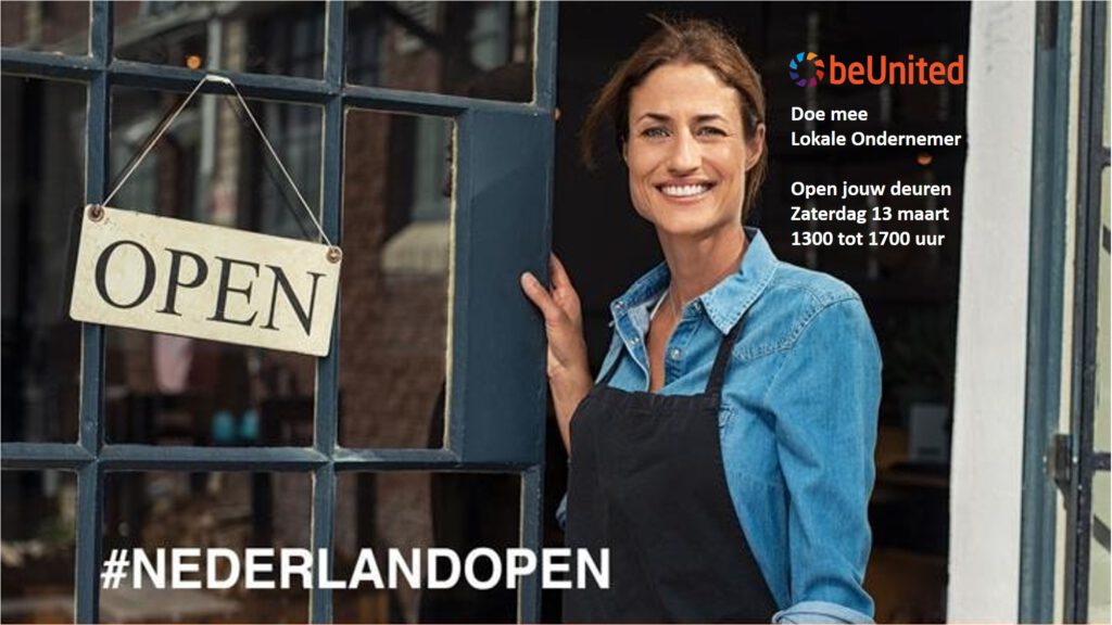beUnited Nieuws Doe mee lokale Ondernemer Open jouw deuren Zaterdag 13 maart 1300 tot 1700 uur De kracht van de Massa